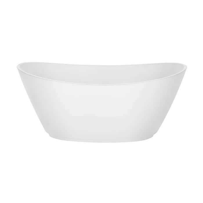 White freestanding soaking tub, smooth oval shape