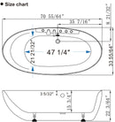 Empava 71-Inch Whirlpool Freestanding Acrylic Bathtub (EMPV-71AIS14)