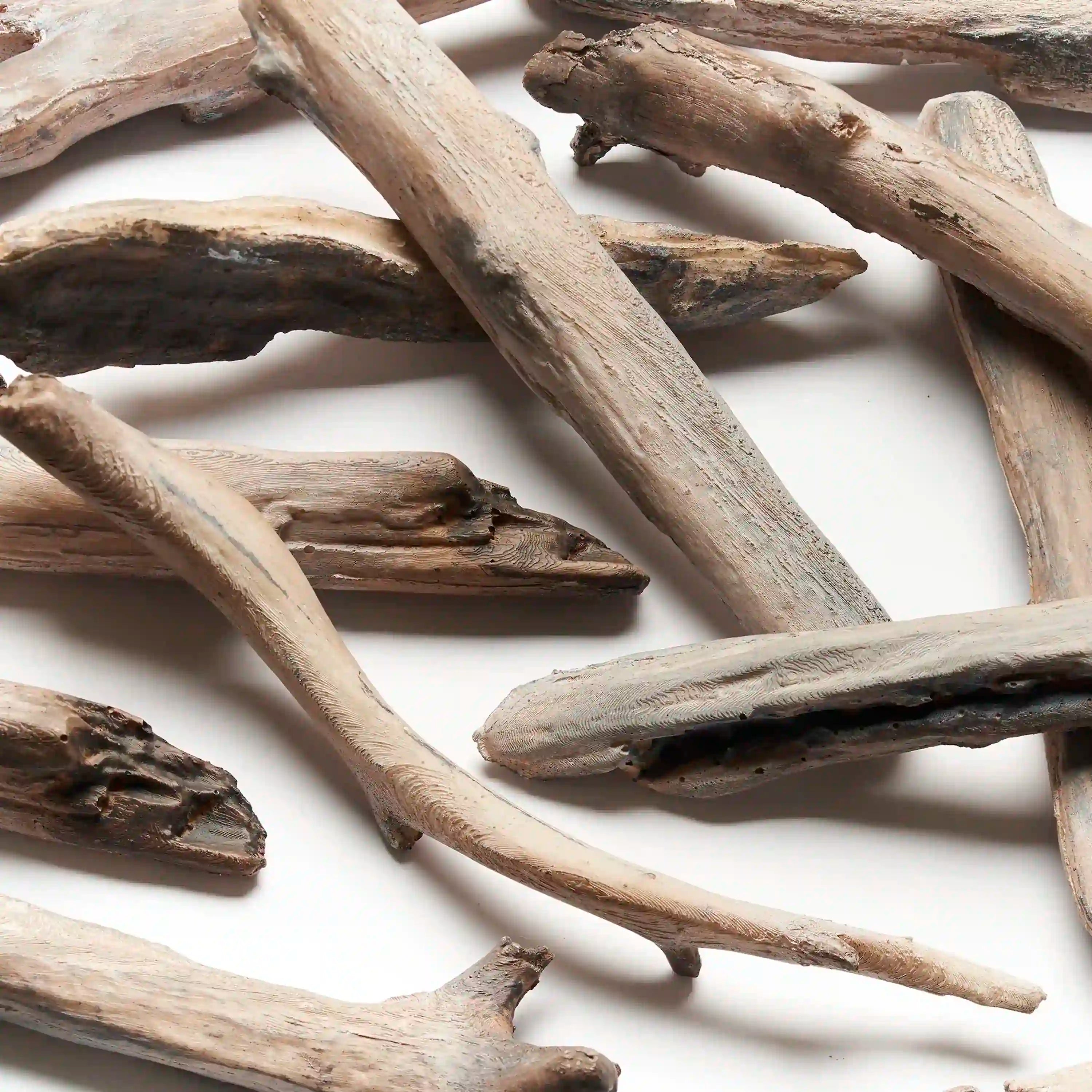 Set of natural wood log pieces for electric fireplace