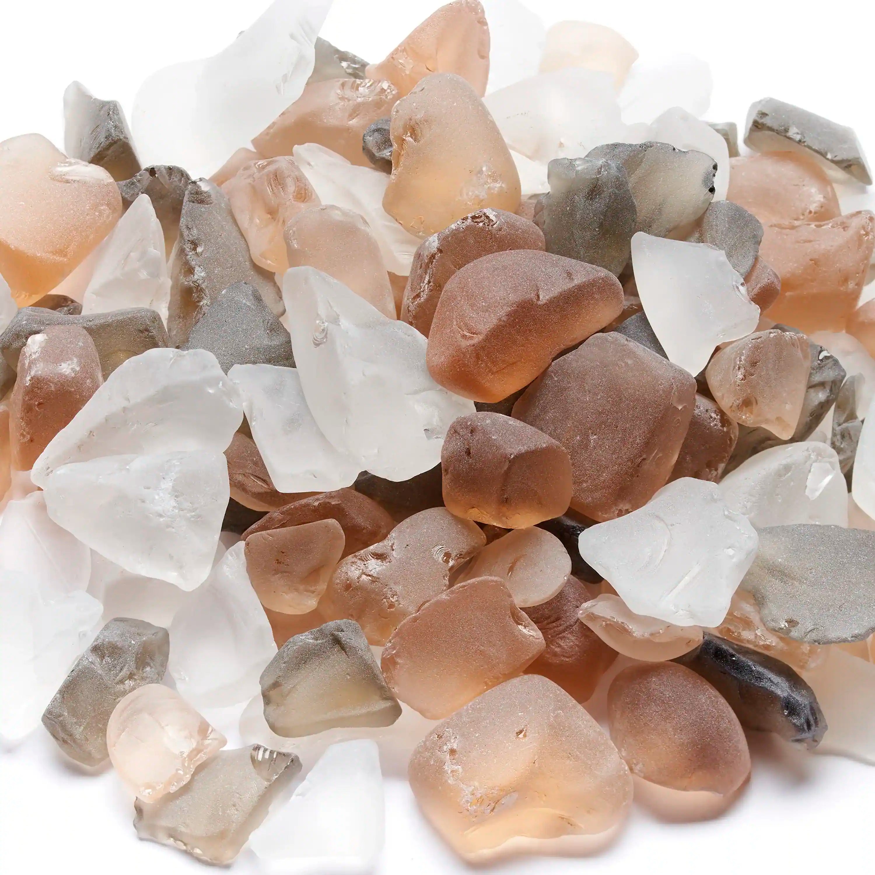 Electric fireplace decorative glass crystals in mixed clear and amber tones