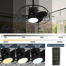 Parrot Uncle 20-Inch Vistula Outdoor DC Motor Black Industrial Hanging Buckle Downrod Ceiling Fan with Light (F2001BK)