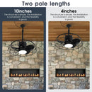 Parrot Uncle 20-Inch Vistula Outdoor DC Motor Black Industrial Hanging Buckle Downrod Ceiling Fan with Light (F2001BK)