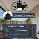Parrot Uncle 20-Inch Vistula Outdoor DC Motor Black Industrial Hanging Buckle Downrod Ceiling Fan with Light (F2001BK)