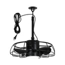 Parrot Uncle 20-Inch Vistula Outdoor DC Motor Black Industrial Hanging Buckle Downrod Ceiling Fan with Light (F2001BK)