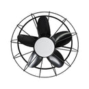 Parrot Uncle 20-Inch Vistula Outdoor DC Motor Black Industrial Hanging Buckle Downrod Ceiling Fan with Light (F2001BK)