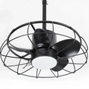 Parrot Uncle 20-Inch Vistula Outdoor DC Motor Black Industrial Hanging Buckle Downrod Ceiling Fan with Light (F2001BK)