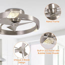 Parrot Uncle 20-Inch Hazel Satin Nickel Flush Mount LED Ceiling Fan with Remote Control (F3009)