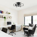 Parrot Uncle 21-Inch Wade Black Industrial Flush Mount LED Ceiling Fan (F3010)