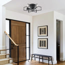 Parrot Uncle 21-Inch Wade Black Industrial Flush Mount LED Ceiling Fan (F3010)