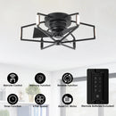 Parrot Uncle 21-Inch Wade Black Industrial Flush Mount LED Ceiling Fan (F3010)
