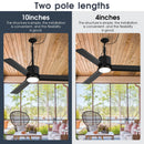 Parrot Uncle 42-Inch Rhine Indoor/Wet Outdoor IP65 Black Anywhere Waterproof Ceiling Fan with LED Light and Convenient Hanging Hook (F5001BK)