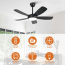 Parrot Uncle 42-Inch Gladys Modern Black LED Ceiling Fan with Remote Control (F5004BK)