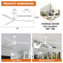 Parrot Uncle 50-Inch Rae Modern Downrod Mount LED Ceiling Fan with Remote Control (F5005-L)
