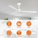 Parrot Uncle 50-Inch Erica Modern Downrod Mount Ceiling Fan with Remote Control (F5005)