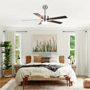 Parrot Uncle 52-Inch Double-sided Blades Modern Downrod Mount Ceiling Fan with Main/Side LED Light (F6013)