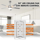 Parrot Uncle 52-Inch Double-sided Blades Modern Downrod Mount Ceiling Fan with Main/Side LED Light (F6013)