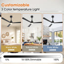 Parrot Uncle 52-Inch Dinah Modern Downrod Mount Ceiling Fan with Remote Control and LED Light