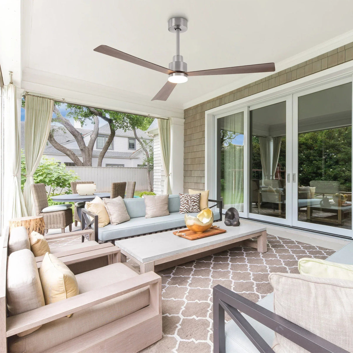 Parrot Uncle 52-Inch Dinah Modern Downrod Mount Ceiling Fan with Remote Control and LED Light