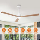 Parrot Uncle 52-Inch Dinah Modern Downrod Mount Ceiling Fan with Remote Control and LED Light