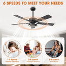 Parrot Uncle 52-Inch Arlen Double-sided Blades Downrod Mount LED Ceiling Fan with Remote Control
