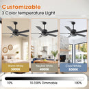 Parrot Uncle 52-Inch Arlen Double-sided Blades Downrod Mount LED Ceiling Fan with Remote Control