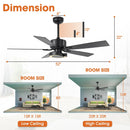 Parrot Uncle 52-Inch Arlen Double-sided Blades Downrod Mount LED Ceiling Fan with Remote Control