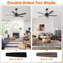 Parrot Uncle 52-Inch Arlen Double-sided Blades Downrod Mount LED Ceiling Fan with Remote Control