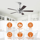 Parrot Uncle 52-Inch Arlen Double-sided Blades Downrod Mount LED Ceiling Fan with Remote Control