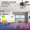 Parrot Uncle 52-Inch Levi Double-Sided Blades in Downrod Mount LED Ceiling Fan with Remote Control