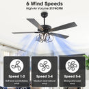 Parrot Uncle 52-Inch Levi Double-Sided Blades in Downrod Mount LED Ceiling Fan with Remote Control