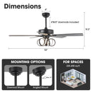 Parrot Uncle 52-Inch Levi Double-Sided Blades in Downrod Mount LED Ceiling Fan with Remote Control