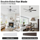 Parrot Uncle 52-Inch Levi Double-Sided Blades in Downrod Mount LED Ceiling Fan with Remote Control