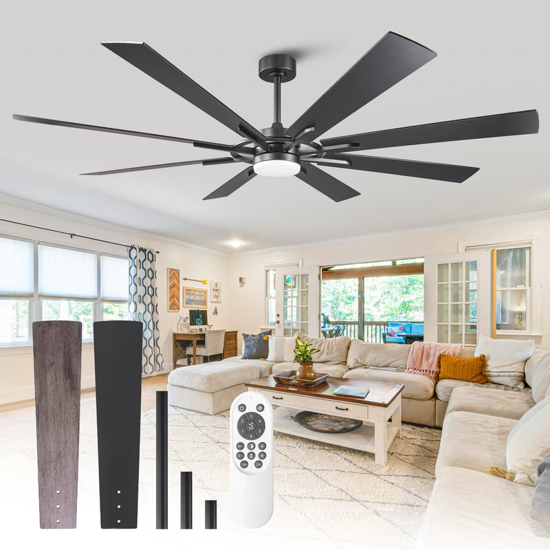 Parrot Uncle 60 Inch / 72 Inch Windmill Downrod Mount LED Ceiling Fan with Remote and APP Control