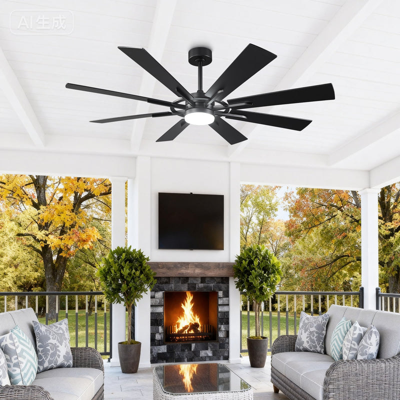 Parrot Uncle 60 Inch / 72 Inch Windmill Downrod Mount LED Ceiling Fan with Remote and APP Control