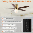 Parrot Uncle 52-Inch Fanny Double-Sided Blades Flush Mount LED Ceiling Fan with Remote Control (F6033GD)