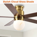 Parrot Uncle 52-Inch Fanny Double-Sided Blades Flush Mount LED Ceiling Fan with Remote Control (F6033GD)