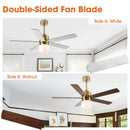 Parrot Uncle 52-Inch Alva Double-sided Blades Downrod Mount LED Ceiling Fan with Remote Control (F6034GD)
