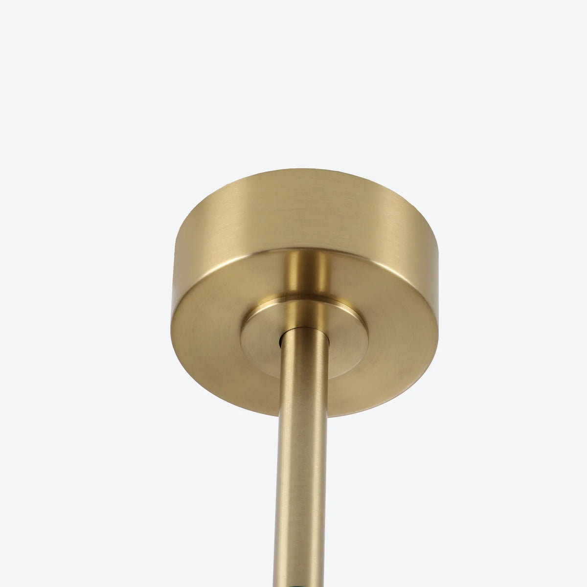 Golden ceiling fan canopy and downrod mount with central motor hub