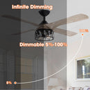 Parrot Uncle 52" Tata Nagar Farmhouse Downrod Mount Reversible Crystal Ceiling Fan with Lighting and Remote Control (F6111110V)