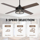 Parrot Uncle 52-Inch Cason Modern Downrod Mount Reversible Ceiling Fan with Lighting and Remote Control