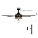 Parrot Uncle 52-Inch Cason Modern Downrod Mount Reversible Ceiling Fan with Lighting and Remote Control