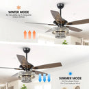 Parrot Uncle 52-Inch Howell Modern Downrod Mount Reversible Crystal Ceiling Fan with Lighting and Remote Control