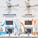 Parrot Uncle 52-Inch Howell Modern Downrod Mount Reversible Crystal Ceiling Fan with Lighting and Remote Control