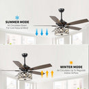 Parrot Uncle 52-Inch Tibuh Modern Downrod Mount Reversible Crystal Ceiling Fan with Lighting and Remote Control