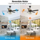 Parrot Uncle 52-Inch Kerala Modern Downrod Mount Reversible Crystal Ceiling Fan with Lighting and Remote Control