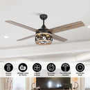 Parrot Uncle 52-Inch Kashmir Farmhouse Downrod Mount Reversible Ceiling Fan with Lighting and Remote Control (F6287QQ110V)