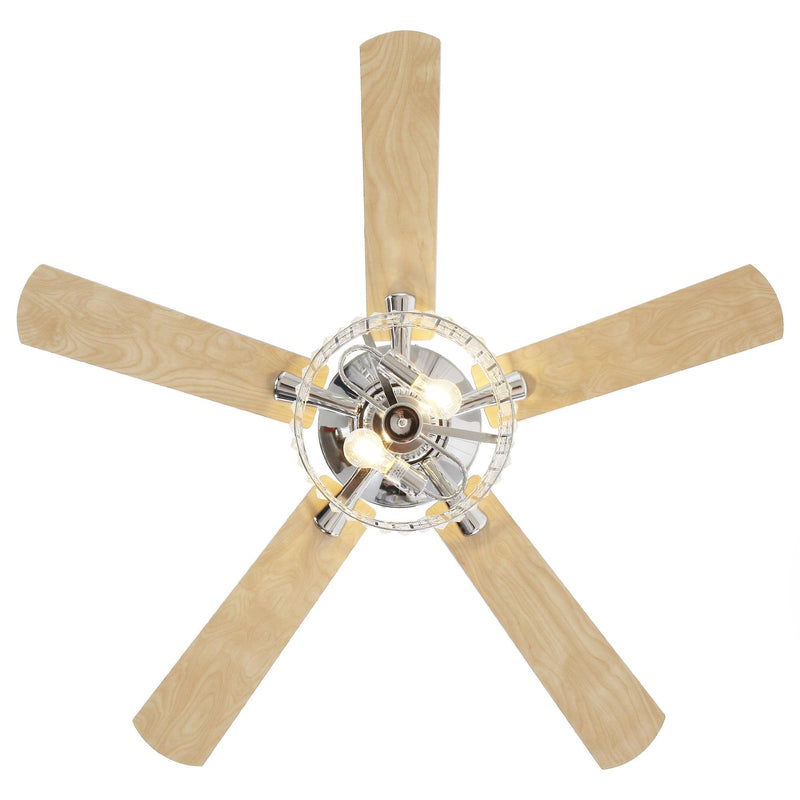 Parrot Uncle 52-Inch Dicken Modern Downrod Mount Reversible Crystal Ceiling Fan with Lighting and Remote Control