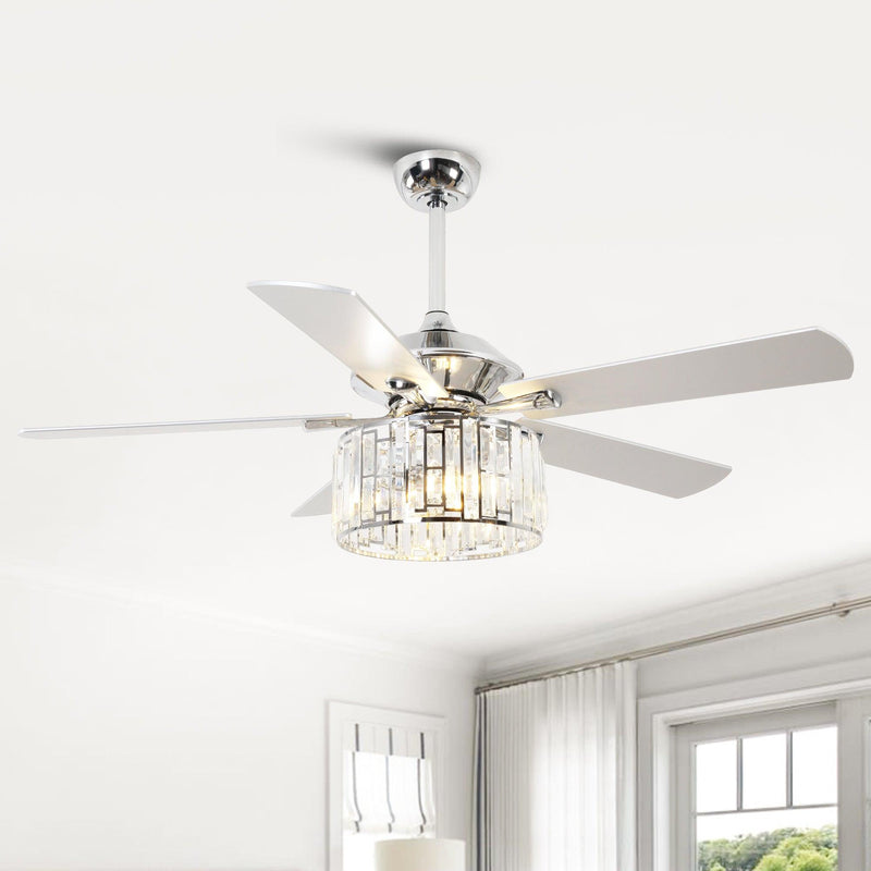 Parrot Uncle 52-Inch Dicken Modern Downrod Mount Reversible Crystal Ceiling Fan with Lighting and Remote Control