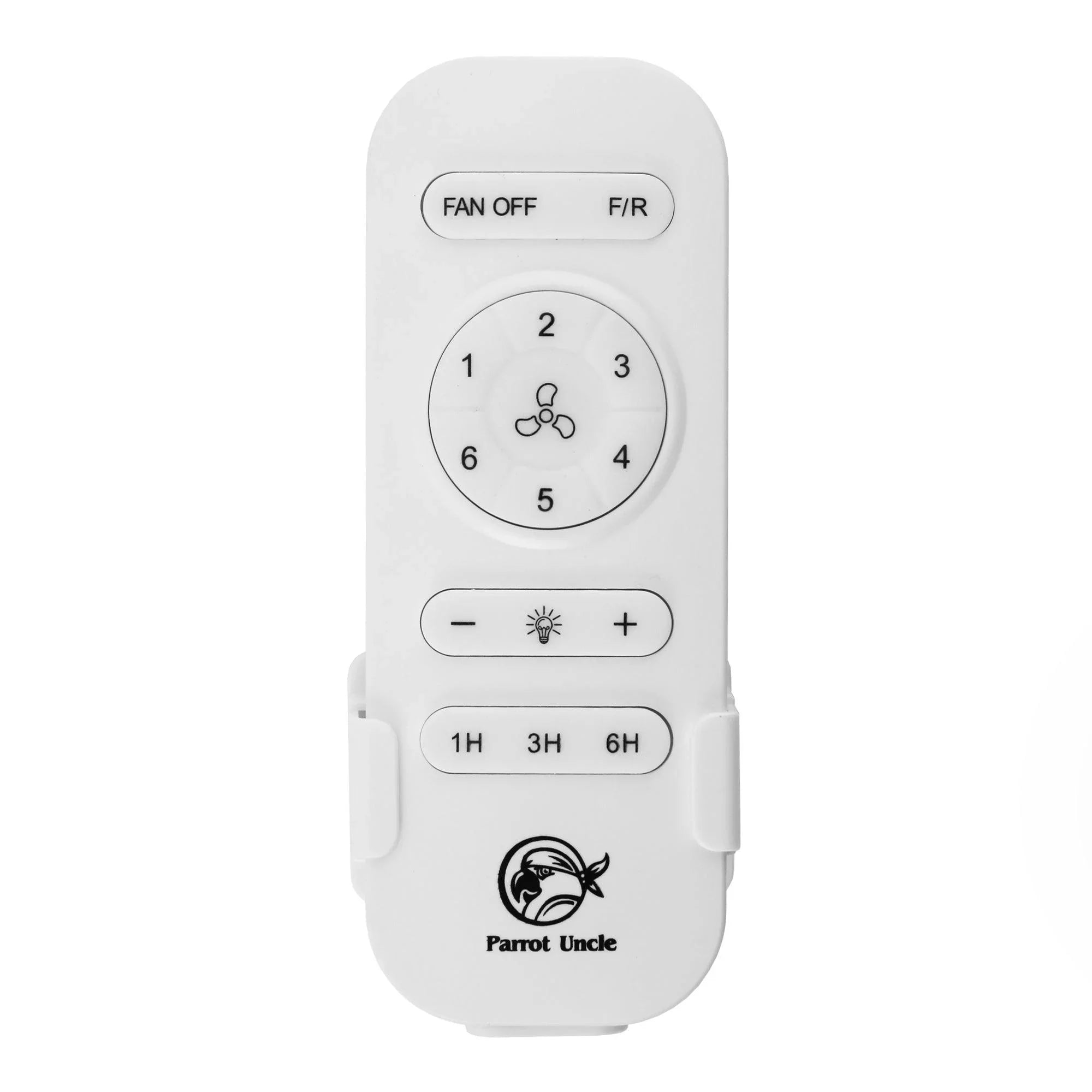 Parrot Uncle ceiling fan remote control with fan speed and light settings