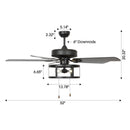Parrot Uncle 52-Inch Urbana Downrod Mount Reversible Industrial Ceiling Fan with Lighting and Pull Chain (F6313110V)